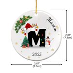 Personalised Santa Hat Initial Snowman Ceramic Ornament with Name and Year Tree Decor Christmas Gift for Family Kids
