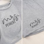 Personalized Bride to be Soft Cropped Short Sleeve Pajama Set Getting Ready Outfits with Surname Bridal Shower Honeymoon Gift for Bride