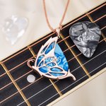 Personalised Butterfly Guitar Pick Dainty Necklace with Name Birthday Anniversary Gift for Music-Loving Women