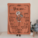Personalizzato You Are Birth Flower Bible Verse Design Coperta morbida con nome Giorno religioso Compleanno Regalo di Natale per le donne cristiane