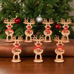 Personlig rödnosig ren träborddekoration med namn familje julfest dekoration perfekt julklapp för barn och familj