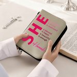 Personalized She is Bible Verses Multicolour PU Leather Book Cover with Name Christmas Birthday Baptism Gift for Christian Family Friends