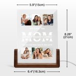 Personlig 6 bilder akryl LED nattlys med trebunn Titteltekst og navn Bursdagsjubileumsgave til mamma pappa besteforeldre
