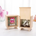 Personalisierte niedlichen Cartoon hölzernen Spardosen mit Namen Geburtstag Geschenk für Kinder