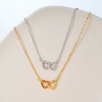 Personalised Double Hearts Infinity Necklace with Birthstone Dainty Jewellery Birthday Anniversary Gift for Women
