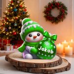 Personlig flerfärgad söt snögubbe julgransdekoration med namn julklapp till familj och vänner