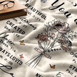 Personalizzato You Are Birth Flower Bible Verse Design Coperta morbida con nome Giorno religioso Compleanno Regalo di Natale per le donne cristiane