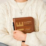 Personalized She is Bible Verses Multicolour PU Leather Book Cover with Name Christmas Birthday Baptism Gift for Christian Family Friends