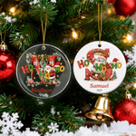 Personalised Happy HoHoHo to You Santa Claus Acrylic Ceramic Ornament with Initial Name and Year Tree Decor Christmas Gift for Kids Family