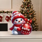 Personlig flerfärgad söt snögubbe julgransdekoration med namn julklapp till familj och vänner