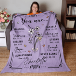 Personalizzato You Are Birth Flower Bible Verse Design Coperta morbida con nome Giorno religioso Compleanno Regalo di Natale per le donne cristiane