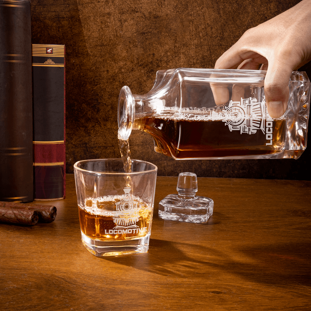 Personalised Locomotive Decanter Whiskey Decanter with Name Birthday Gift for Men Whiskey Lovers 5