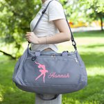 Personalisierte Multi-Fach Ballett Silhouette wasserdicht Oxford Reisetasche mit Namen und Schultergurt Geburtstag Geschenk für Ballerina Tanzliebhaber