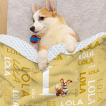 Personalized Cute 3D Cartoon Multicolor Soft Pet Blanket with Name Pet Supplies Birthday Gift for Cat Dog Pet Lovers