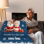 Personalized Christmas Couple Growing Old Together Soft Throw Blanket with Name Text and Year Home Decor Christmas Gift for Couple