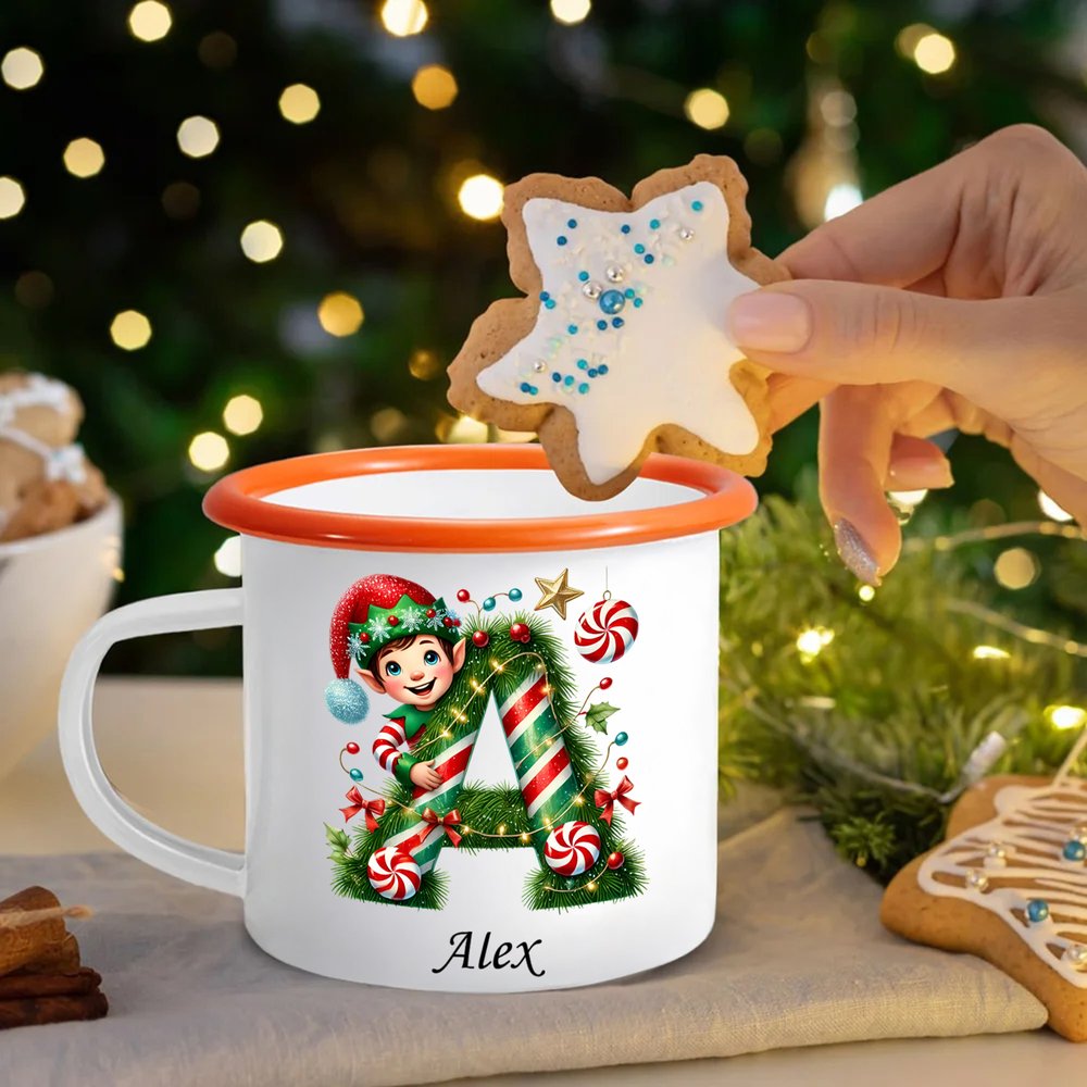 Mug émaillé personnalisé avec nom et décoration d'intérieur Cadeau de Noël pour garçons et filles 3