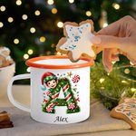 Mug émaillé personnalisé avec nom et décoration d'intérieur Cadeau de Noël pour garçons et filles 3