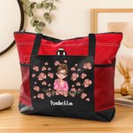 Personalizada Nacimiento Flor Caricatura Personaje Grande Oxford Bolsa Tote con Bolsillo de Malla y Nombre Viaje Cumpleaños Regalo para Mujeres
