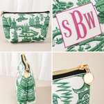Personalisierte Chinoiserie Pagode Schminktasche mit Monogramm Mahjong Accessoire Weihnachten Geburtstag Geschenk für Frauen Mahjong Liebhaber