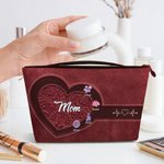 Spersonalizowana przenośna kosmetyczka Retro Heart Design 1-12 Birth Flowers z imieniem i tytułem Urodziny Rocznica Prezent Świąteczny dla Mamy Babci