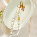 Personalised Angel Cross Initial Pearl Keychain Prayer Christmas Gift for Christians