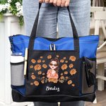 Personalizada Nacimiento Flor Caricatura Personaje Grande Oxford Bolsa Tote con Bolsillo de Malla y Nombre Viaje Cumpleaños Regalo para Mujeres