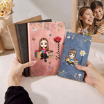 Libro personalizzato Personaggio della lettura dei cartoni animati A5 A6 Taccuino in pelle PU con nome e fiore di nascita Regalo di compleanno per topi di biblioteca