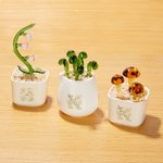 Personalized Artificial Succulent Cactus Stained Glass Potted Plants with Initial Desk Office Shelf Decor Birthday Gift for Plant Killers Enthusiasts