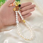 Personalised Angel Cross Initial Pearl Keychain Prayer Christmas Gift for Christians