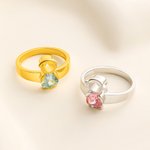 Gepersonaliseerde Leuke Jongen Meisje Bedel Hartvormige Geboortesteen Ring Moederdag Verjaardag Cadeau voor Moeder Grootmoeder