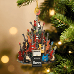 Personalised 2D Flat Electric Guitar Christmas Ornament with Name Christmas Gift for Guitarists Music Lovers