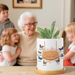 Spersonalizowana ceramiczna doniczka na sukulenty z 1-10 imionami i bambusową tacą dla babci Prezent urodzinowy dla babci