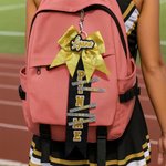 Personalised Glitter Bow Keychain Pin Holder Backpack Name Tag with 5 Pins Travel Accessories Daily Use Birthday Gift for Cheerleaders Teammates