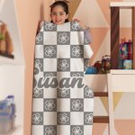 Personalisierte Geburt Blume Schachbrettmuster weiche Wurfdecke Home Decor Weihnachten Geburtstag Geschenk für Frauen Kinder