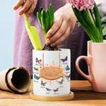Spersonalizowana ceramiczna doniczka na sukulenty z 1-10 imionami i bambusową tacą dla babci Prezent urodzinowy dla babci