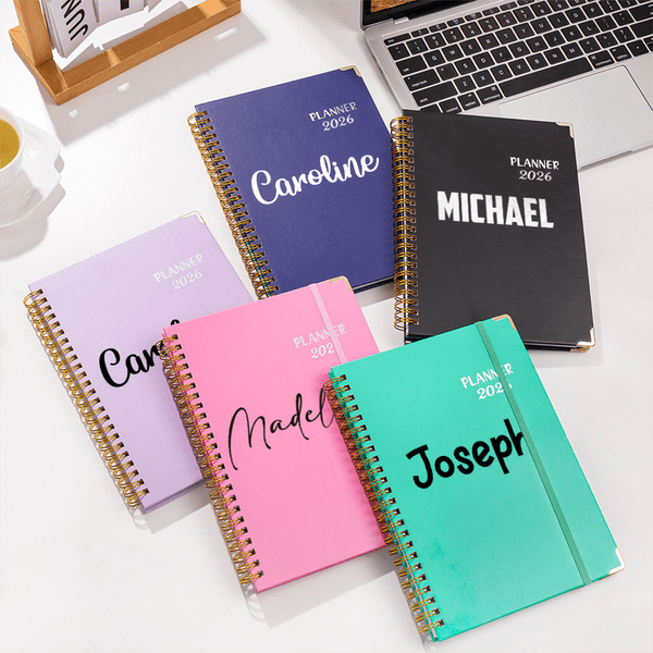 Personnalisé Nom 2026 Planificateur A5 avec pages de planification hebdomadaire mensuelle et onglets Cadeau d'anniversaire de Nouvel An pour collègues et amis