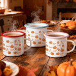 Tazza smaltata personalizzata da 12 once con il nome della zucca e la foglia d'acero, regalo di compleanno per adolescenti e bambini.