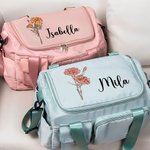 Personifierad Födelse Blomma Namn Stor Resväska Duffle Bag med flera fack och axelrem Tillbaka till skolan Födelsedagspresent för kvinnor Flickor