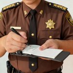 Personalized PU Leather Sheriff Star Police Shield Law Enforcement Notepad with Texts and Pen Birthday Graduation Retirement Gift for Police Officers