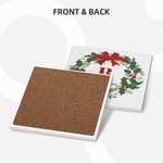 Sottobicchiere quadrato in ceramica con nome personalizzato con iniziali di ghirlanda natalizia, regalo di Natale per bambini e famiglia.