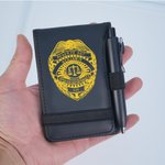 Personalized PU Leather Sheriff Star Police Shield Law Enforcement Notepad with Texts and Pen Birthday Graduation Retirement Gift for Police Officers