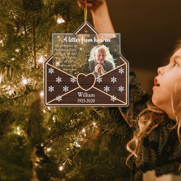 Gepersonaliseerd Lettervormig Foto Acryl Ornament met Naam Tekst en Jaar Kerst Gedenk Cadeau voor Familie