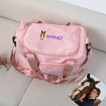 Personalisierte Multi-Compartment bestickt Pferdegesicht wasserdicht Reisetasche mit Namen und Schultergurt Pferdesport Spieltag Geschenk für Pferdeliebhaber