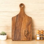 Personalized Engraved Initials Wood Bamboo Reversible Cheese Charcuterie Cutting Board with Grip Ship from USA Housewarming Wedding Gift for Couple