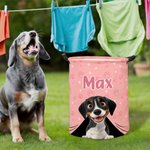 Personlig 3D-tegneseriehund oppbevaringskurv med navn og håndtak Barnehagedekorasjon Bursdagsgave til hundeelskere