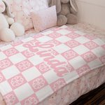 Personalisierte Geburt Blume Schachbrettmuster weiche Wurfdecke Home Decor Weihnachten Geburtstag Geschenk für Frauen Kinder
