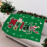 Gepersonaliseerde Kerstmis Zachte Deken met Kerstman en Rendier Ontwerp met Naam Woondecoratie Kerstfeestcadeau voor Kinderen Familie en Vrienden