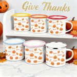 Tazza smaltata personalizzata da 12 once con il nome della zucca e la foglia d'acero, regalo di compleanno per adolescenti e bambini.