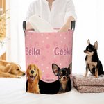 Personlig 3D-tegneseriehund oppbevaringskurv med navn og håndtak Barnehagedekorasjon Bursdagsgave til hundeelskere
