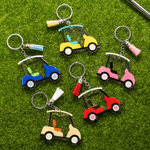 Personalized Multicolour Golf Car Tassel Acrylic Keychain with Name Christmas Birthday Gift for Golf Lovers